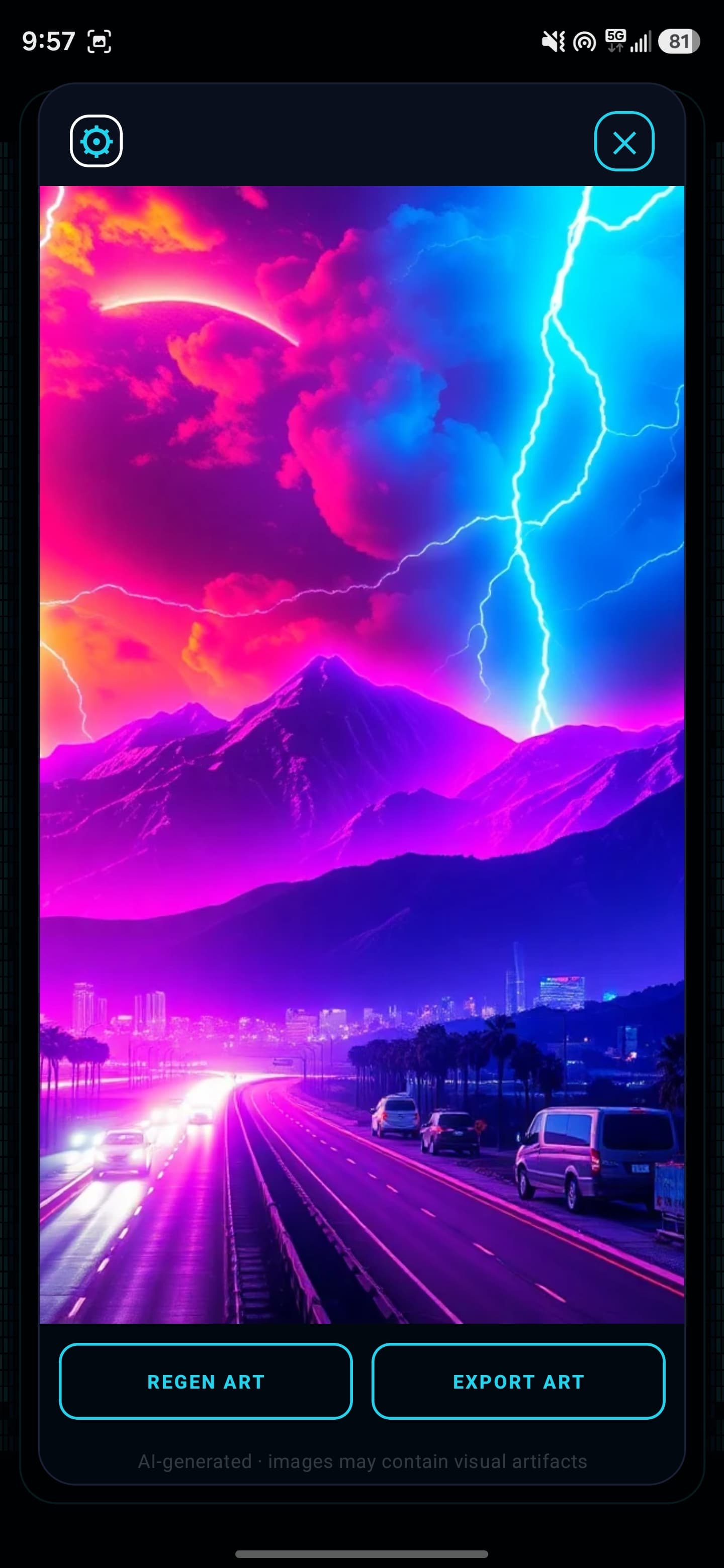 A finished Creator Rapid track with AI-generated synthwave cover art
